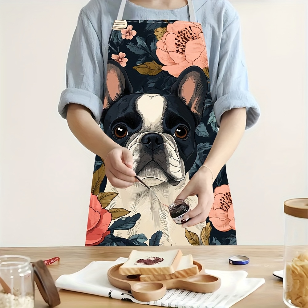 Kitchen Baking Ideas - Grembiule Floreale con Motivo Bulldog Francese
