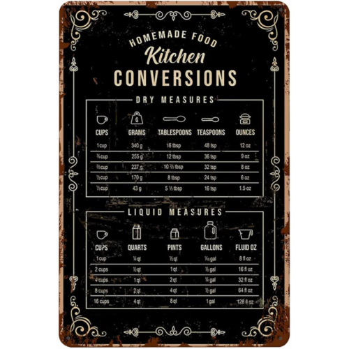 Kitchen Baking Conversion Chart - Targa in metallo vintage divertente 12x8,
