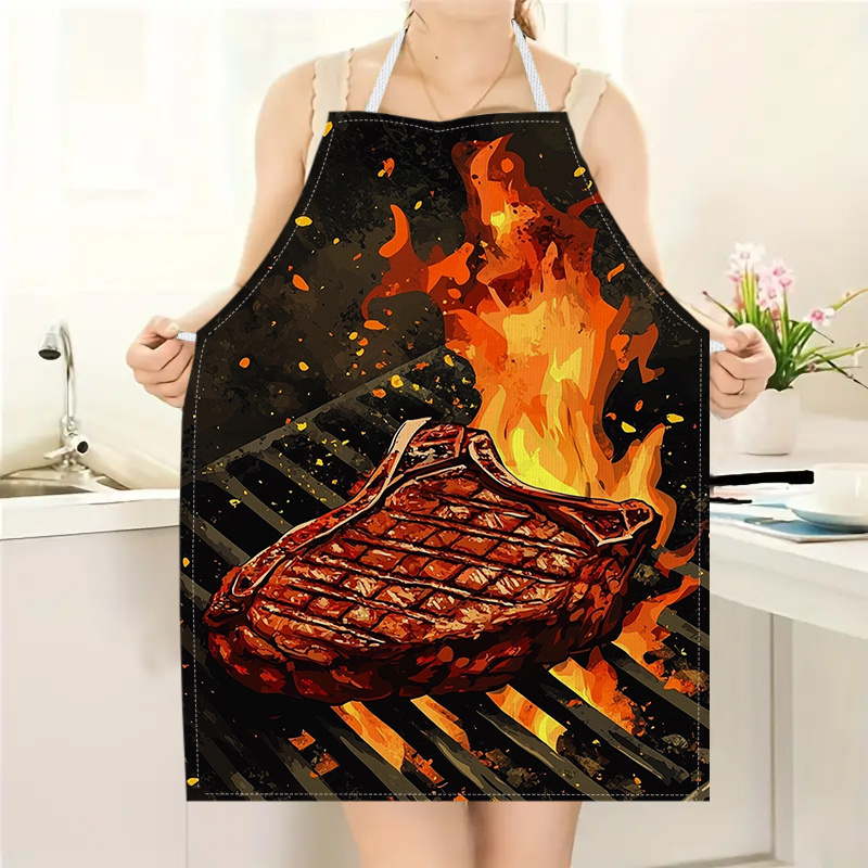 Kitchen Baking Ideas - Grembiule da BBQ con Stampa Fiamma