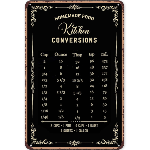 Insegna rustica in latta per d - Kitchen Baking Conversion Chart recensione e prezzo