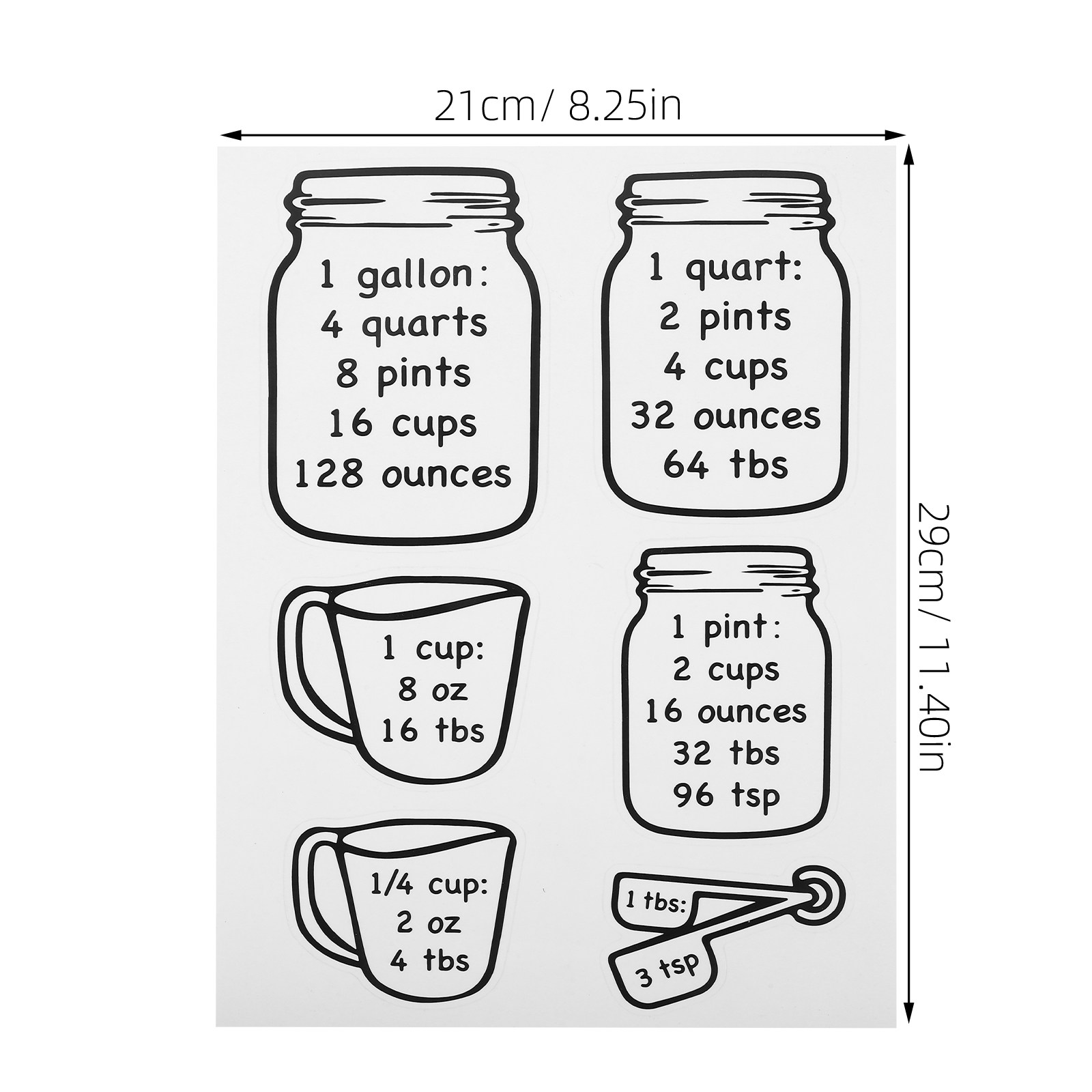 2 Adesivi per Tabella di Conve - Kitchen Baking Conversion Chart recensione e prezzo