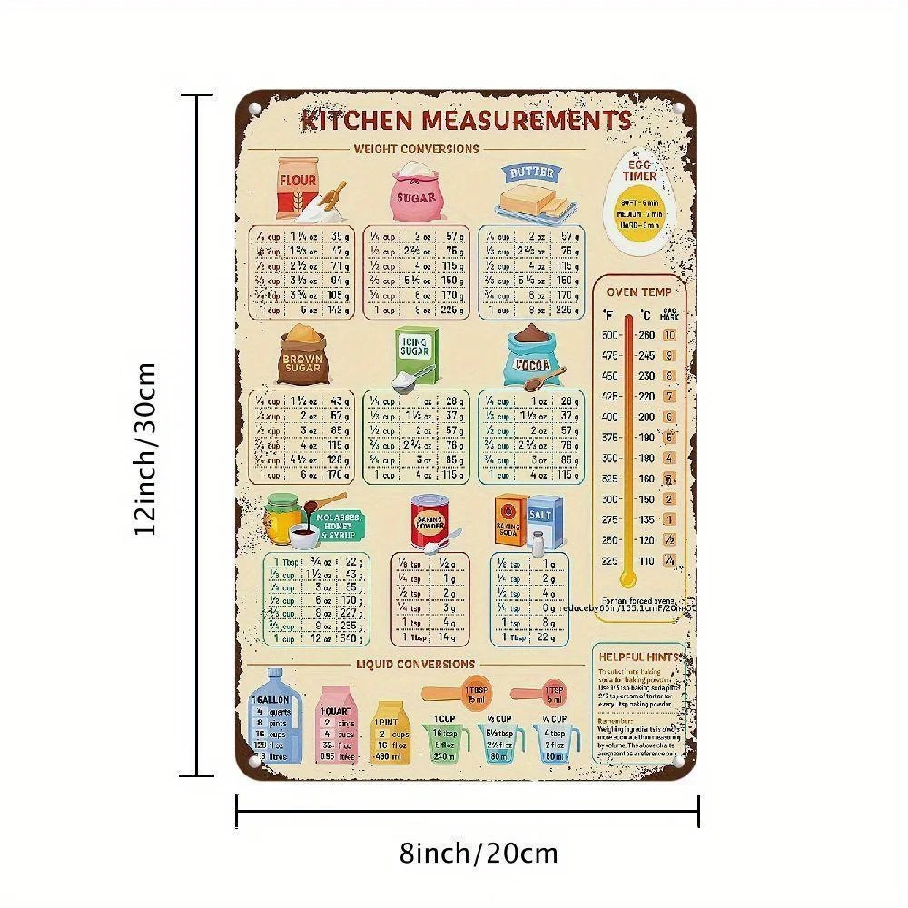 Targa in metallo vintage con t - Kitchen Baking Conversion Chart recensione e prezzo